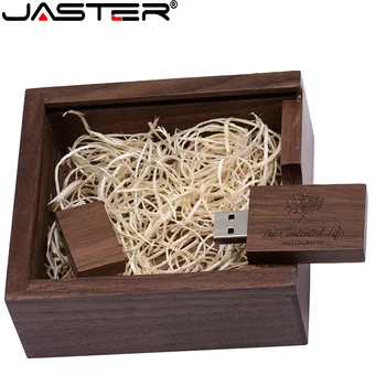 JASTER 1BUC gratuit logo-ul personalizat de nuc, lemn de artar Album Foto usb+Cutie unitate flash usb Pendrive 8GB 16GB 32GB cutie de cadou de Nunta