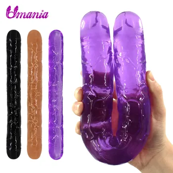 Jelly Vibrator Realistic Dildo Dublu S-A Încheiat Vibrator Flexibil Penis Mare Pentru Femei Dublu Cap Vibrator Masturbare Sex Jucării Pentru Lesbiene