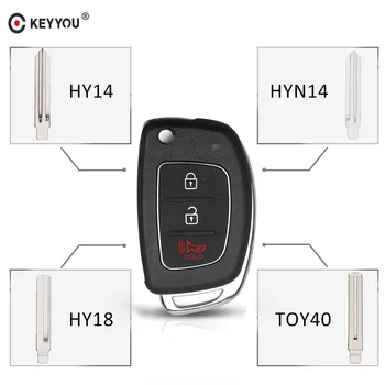 KEYYOU Înlocuire 3 Butoane Telecomanda breloc Cheie Auto Acoperi Caz de Styling Pentru I30 Hyundai IX35 i20, Kia K2 K5 Netăiat Lama Cheie Shell