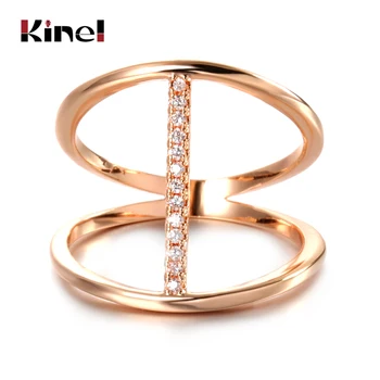 Kinel Fashion Design Cubic Zirconia Inele Pentru Femei 585 Crescut De Culoare De Aur De Cristal Inel De Partid Femei Bijuterii Statement 2020 Nou