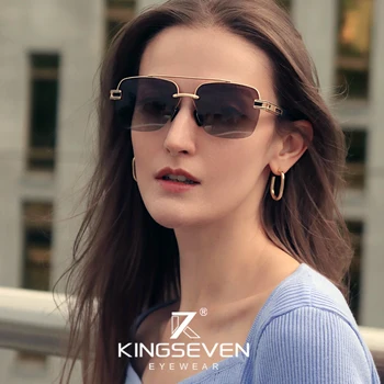 KINGSEVEN de Brand, Design de Lux ochelari de Soare pentru Femei Polarizati Gradient de ochelari de Soare Semi-fără ramă Cadru Oculos De Sol Masculino