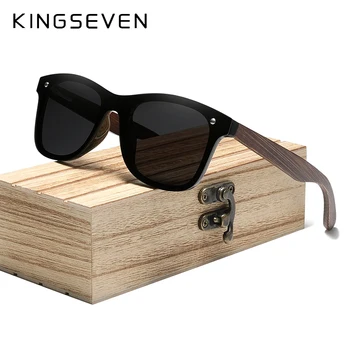 KINGSEVEN Design de Brand Noua Tehnologie Manual Înnegrite de Bambus Bărbați Femei ochelari de Soare Oglinda Polarizate, Lentile UV400 Ochelari de 5504