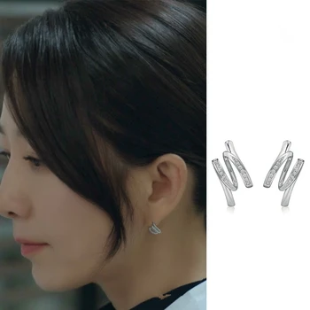 Korean drama cuplului lume același tubulare curbate Cercei pentru femei, bărbați, fete Kim Hee Ae noi de vara toamna
