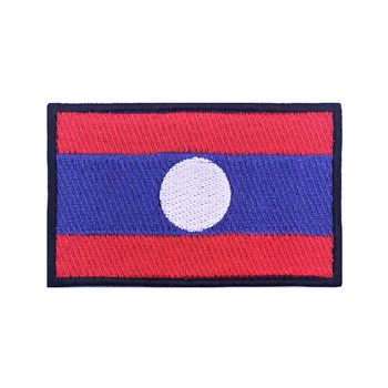 Laos flag Patch-uri Banderola Patch-uri Brodate Cârlig & Bucla de Fier Pe Broderie Scai Insigna Militar Dungă