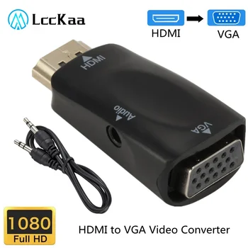 LccKaa compatibil HDMI la VGA Adaptor HD 1080P de sex Masculin la Feminin Audio Converter Pentru PC, Laptop, TV Box monitor Proiector