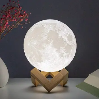 LED Copii Lumina de Noapte de Imprimare 3D Moon Lampa USB Reîncărcabilă Înstelat 7 Culori Lumini Luna Iubitor de Ziua de nastere Cadou de Ziua Decor Dormitor