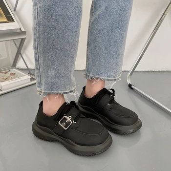 LINJW Femei Curea Glezna Rotund Toe Pantofi Mary Jane Femei Culoare Solidă Moale Platforma Pantofi Student Japonez de sex Feminin Pantofi Casual