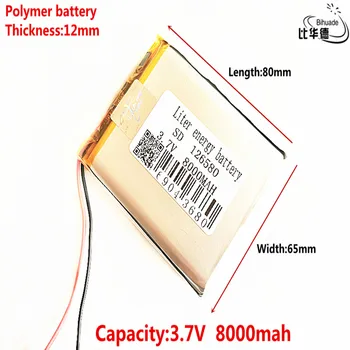 Litru de energie a bateriei Bun Qulity 3.7 V,8000mAH 126580 Polimer litiu-ion / Li-ion pentru tablet pc-ul BĂNCII,GPS,mp3,mp4