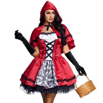 Little Red Riding Hood Cosplay Costum pentru Femei Adult, Rochie Sexy de Halloween, Carnaval Fantasia Petrecere Rochie Fancy