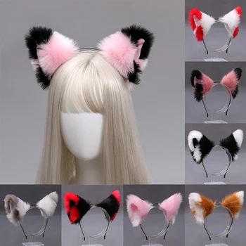 Lolita Cosplay Urechi De Pisică Bentita Anime Petrecere Costum Lup, Vulpe, Urechi De Pluș Hairband Fete Accesorii De Par Drăguț Photo Props