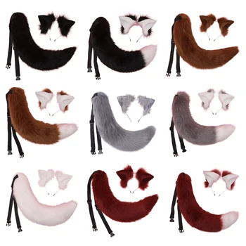 Lolita Pluș Cerc Păr Urechi De Pisică Articole Pentru Acoperirea Capului Coada Hairband Cu Blană Drăguț Caciulita Anime Rochie Fancy Cosplay Accesorii