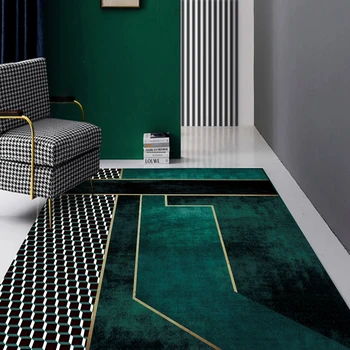 Lux, Stil American Covor și Covor Verde Living Modern Tapete Mari de Culoare Turcoaz Negru Geometrice Non-Alunecare de Covorase