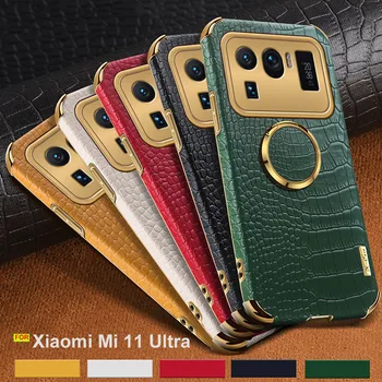 Magnetic Rezistent La Șocuri Inel Titular Caz Pentru Xiaomi Mi 11 Ultra Cazul De Lux Textura De Crocodil Din Piele De Caz Pentru Km 11 Pro Lite Acoperi