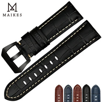 MAIKES Nou design watchbands 22 24 26 mm accesorii ceas bratara din piele curea ceas trupa negru cataramă pentru Panerai
