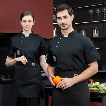 Maneci scurte Chef Jaket Tricou Bucătar Chelner Uniformă Bucătărie Restaurant Bucătar Respirabil Frizer Sushi Costume restaurant uniformă