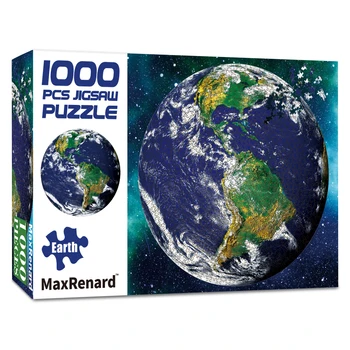 MaxRenard 70*70cm Puzzle 1000 Piese Adulți Forma Rotunda Puzzle-uri de Hârtie Asamblarea Pictura Planeta Pământ Puzzle-uri de Jucărie pentru Adulți