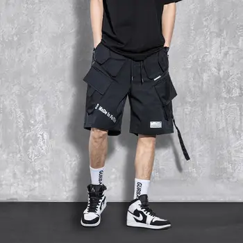 Mens De Pantaloni Scurți De Vară Confortabil Largi Tactice Pantaloni Scurți Scrisoarea Imprimate Jogger Shorts Japoneză În Aer Liber Pantaloni De Trening Unic Buzunare Mari