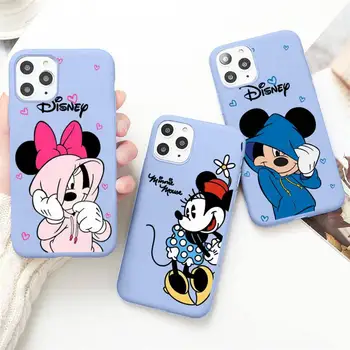 Mickey Și Minnie Mouse-ul desen Animat Telefon Caz pentru iPhone 13 12 mini 11 Pro Max X XR XS 8 7 6s Plus Candy violet capac de Silicon