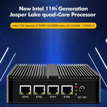 Micro Firewall Aparat 11 Gen Celeron N5105 4*Intel i225 2,5 G Porturi LAN fără ventilator Mini PC-ul Gateway de Rețea Moale Router Calculator