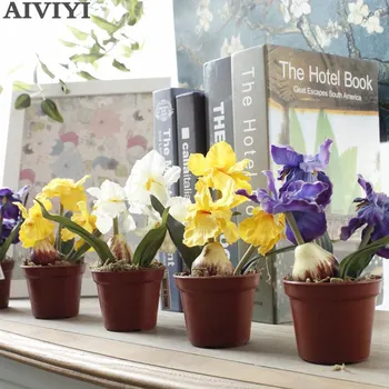 Mini artificiale bonsai Iris, Flori de Matase bonsai plante Artificiale Flori pentru Nunta Petrecere Acasă Decorative