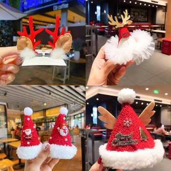 Minunat de Crăciun Pălărie Ac de păr pentru Copii Fata de Moda Roșu Elan Agrafe de Par Cadou de Crăciun Duckbill Clip Nou Accesorii de Par