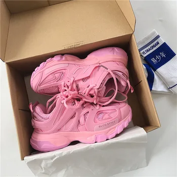 Minunat Roz Indesata Adidasi Femei 2021 Talpă Groasă Fete Pantofi Sport Verde Luminos De Moda Casual, Tata Pantofi Pentru Femeie Încălțăminte