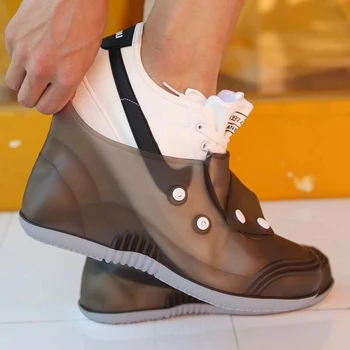 Moda Alunecare Pe Pantofi Acoperă Bărbați și Femei Butonul de Închidere din PVC Galoși 2022 Impermeabil Anti-alunecare Huse Pentru Pantofi de Femeie Rainboots