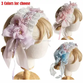 Moda Multi Dantela de Culoare Forma de Floare Cerc Păr banda de Susținere cu Perla Faza de Decor Petrecere de Nunta Femei Styling Cap Purta