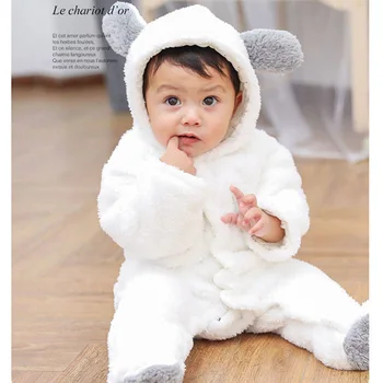 Moda pentru Copii Haine de Fata Moale Fleece Copii Romper Pijama pentru Nou-născut Fete Haine Baieti Haine pentru Copii din Bumbac cu Gluga, salopeta