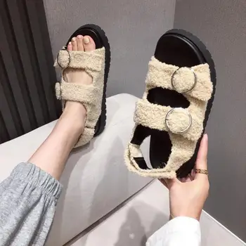 Moda Pentru Femei Pantofi 2023 Plat Sandale De Vară Tocuri Mari Dimensiuni Costum De Sex Feminin Bej Lux Fara Gladiator Fete Confort Saboți Lo
