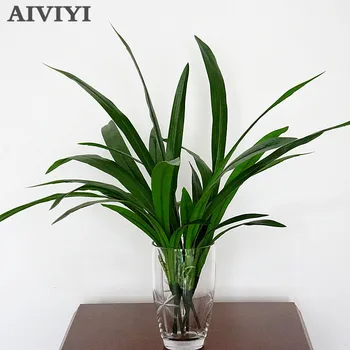 Mătase cymbidium frunze artificiale verde pleca de simulare fals planta flori dotari nunta DIY decorare acasă masa de birou 1buc