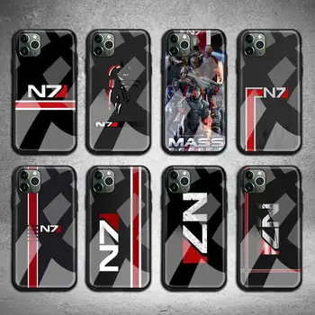 N7 Mass Effect Caz Telefon din Sticla Temperata Pentru iPhone 13 12 11 Pro Mini XR XS MAX 8 X 7 6S 6 Plus SE 2020 de acoperire
