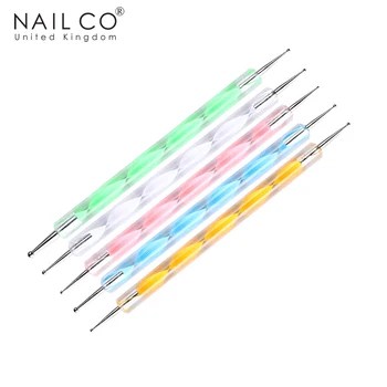 NAILCO 5pcs/Set 2way Stilou Dotting Kit Pentru UV Gel de Unghii Vopsea Remiză Perie Pietre Instrument Profesional manichiura Unghii Stilou Nail Art Pen