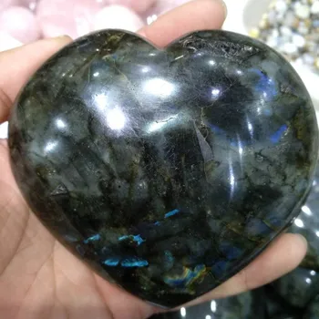 Naturale În Formă De Inimă Labradorit Cristal Lustruit Rock Madagascar