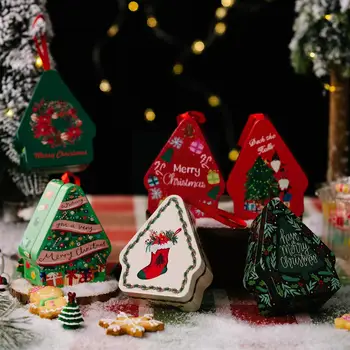 Navidad 2022 Crăciun Cadou Caseta de Casă Forma de Cutie de Bomboane de Fier Organizator Tin de Depozitare Ornamente Copii Ambarcațiunile de Box Cutie de Cadouri de Crăciun Tr Q7O7