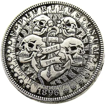 NE 1896 Morgan Dollar craniu zombie schelet de Argint Placat cu Copia Monede