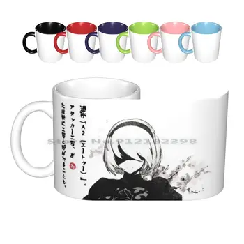Nier : Automata 2b Japonia Cerneală ー _ ー Cani Ceramice Cești de Cafea Ceai Lapte Cana Nier Automate Nier Automate 2b Joc Video, jocuri Video
