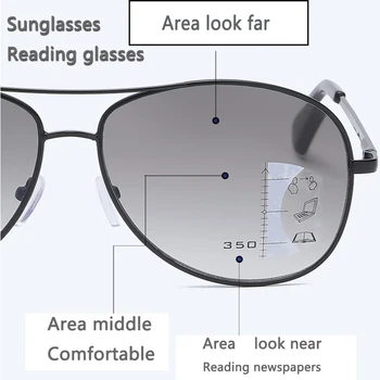 NOI Multifocale Ochelari de Citit Pentru barbati femeie de Mare Cadru Unisex ochelari de Soare Protectie UV Multifuncțional Umbra +1.0 1.5 2.0 2.5 3.0