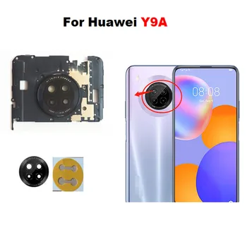 Noua Camera din Spate de Sticlă Pentru Huawei Y9A din Spate aparat de Fotografiat Lentilă de Sticlă Pentru Placa de Locuințe Cu Cadru Acoperire Autocolant Adeziv Lipici