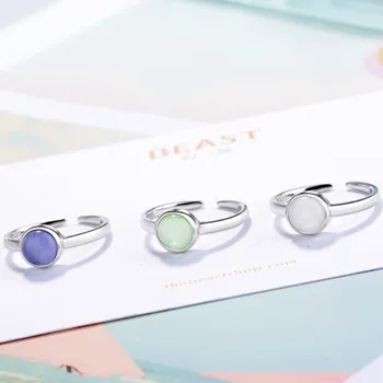 Noua Moda coreea Style Argint Bijuterii placate cu Personalitate Cat de Dulce Opal Trei Culori Simple Runda de Deschidere Inele R155