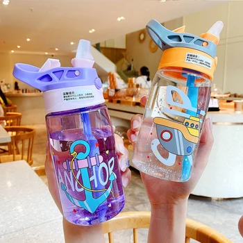 Noua Sticla de Apa de Plastic Cu Paie de Desene animate Drăguț Duckbill biberon Copii anti Scurgere Anti toamna Sticla de Apa BPA free