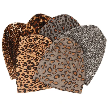 Nouă Femei Toamna Iarna Leopard de imprimare Cald Căciuli Chelioși Adult Casual Sport în aer liber Pălărie Moale de Brand Tricot de Bumbac de sex Feminin Capota