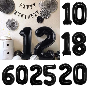 Numărul negru Baloane 10/16/18/30/50/Petrecere de Aniversare a 60 de Baloane de-a 60-a Aniversare Evenimente Gigant Jumbo Numărul Folie Mylar Baloane
