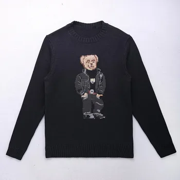 Oamenii RL Urs Pulover Casual Îmbrăcăminte de Iarnă de Moda cu Maneci Lungi Tricotate Pulover din Bumbac-Pulover 2022 Desene animate Noi Haina Streetwear