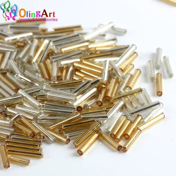 OlingArt Gold &Silver-culoare 145g/lot de Argint Căptușite cu sticlă margele de semințe/șirag de mărgele Goarna 9mm/11mm Tub DIY bijuterii
