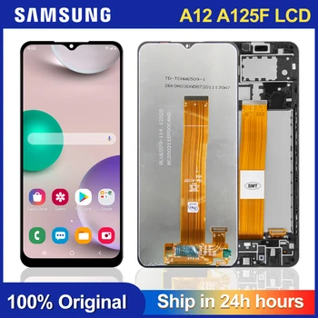 Original, LCD Pentru Samsung Galaxy Pentru A12,A125F Inlocuire Ecran cu Rama Touch Screen Pentru Samsung SM-A125F/DSN, SM-A125F/DS