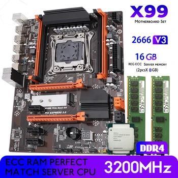 Ouio X99 Placa de baza Combo Kit Set XEON E5 2666 V3 LGA 2011-3 CPU 2 buc X8GB =16GB Memorie DDR3 2133 mhz