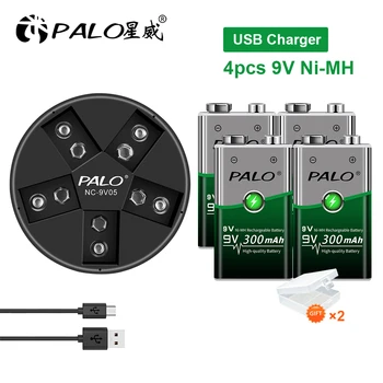 PALO 9V 6F22 Baterie Ni-MH 9 Volți Batteria pentru Multimetru Microfon Chitara de Metal Detector de Fum cu Alarma