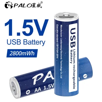 PALO AA baterie Reîncărcabilă Li-ion Baterie 1.5 V AA 2800mWh Litiu Baterie de ceas Cablu USB pentru jucării MP3 player Termometru Tastatura