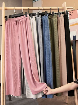 Pantaloni largi pentru Femei de Îmbrăcăminte de Primăvară și de Vară Noi de Portiere de Mari Dimensiuni Vrac Matase de Gheață coreean Student al Nouălea Pantaloni Casual Șifon
